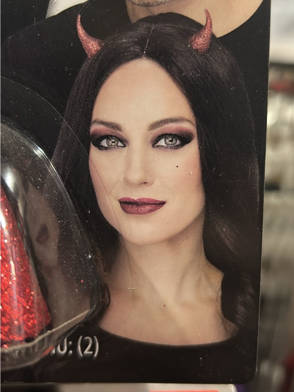 Red Glitter Devil Horns clip on